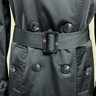 Ellen Tracy Black Double Breasted Mid Length Belted Rain  display picture 1