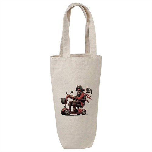 'Pirate On Mobility Scooter' Cotton Wine Bottle Gift / Travel Bag (BL00037589)