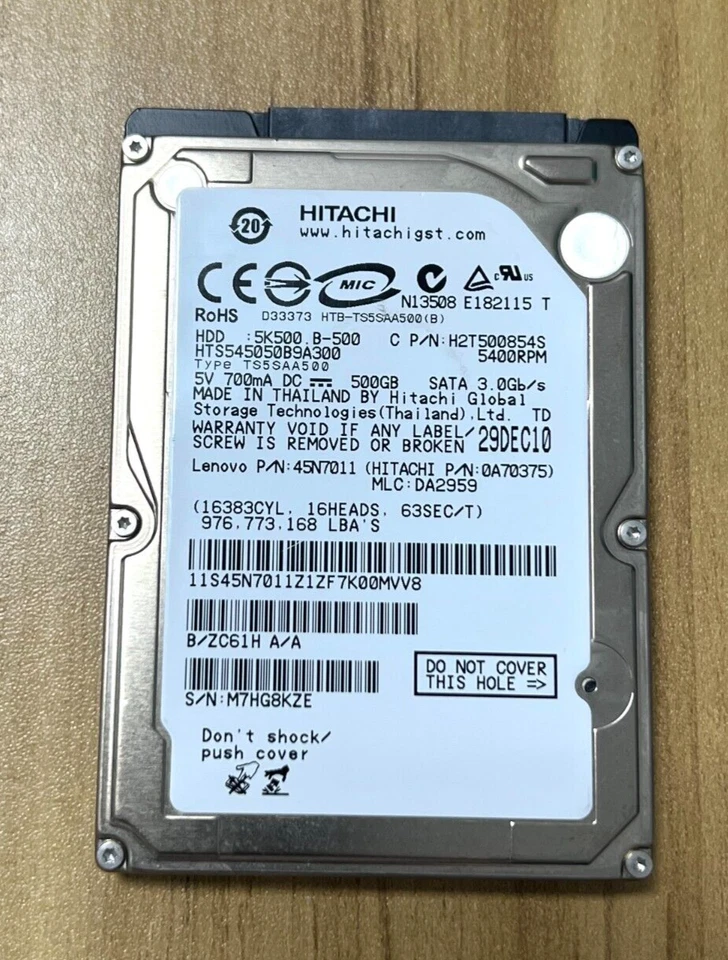 Hitachi 5K500.B HTS545050B9A300 500GB Internal 5400RPM 2.5" SATA Hard Driv - Image 2 of 4