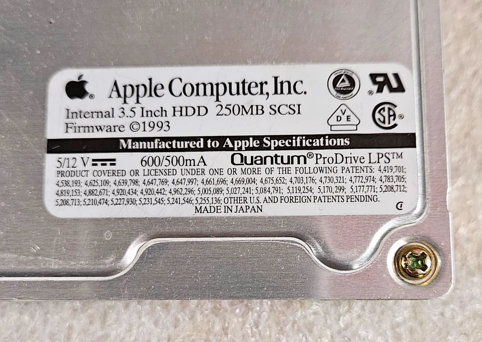 Apple/Quantum ProDrive LPS TB25S023 655-0185 250MB SCSI HDD - Image 3 of 3