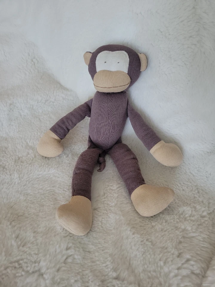 "Juguete para bebé Under the Nile mono raspado Egipto algodón orgánico peluche marrón 10""" Foto 3 de 4