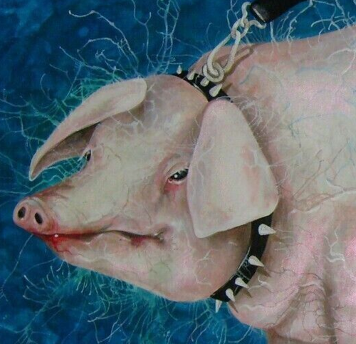 pig fetish tattoo art painting contemporary artist realism farm animal portrait - Picture 4 of 24