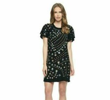 Juicy Couture Star Embroidered Black Mini Dress Cocktail Tunic S 6 New 182646