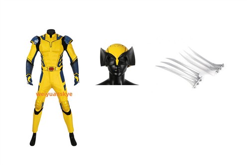 Wolverine Cosplay Costume Outfit Deadpool 3 Halloween Accessories Full Set Lot - Picture 29 of 42