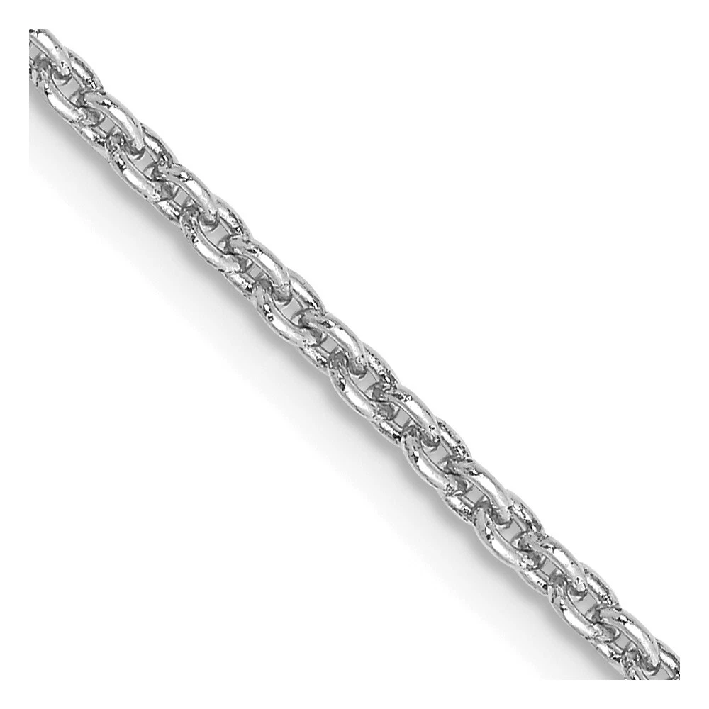 14K White Gold 22 inch 2mm Round Open Link Cable Chain Necklace