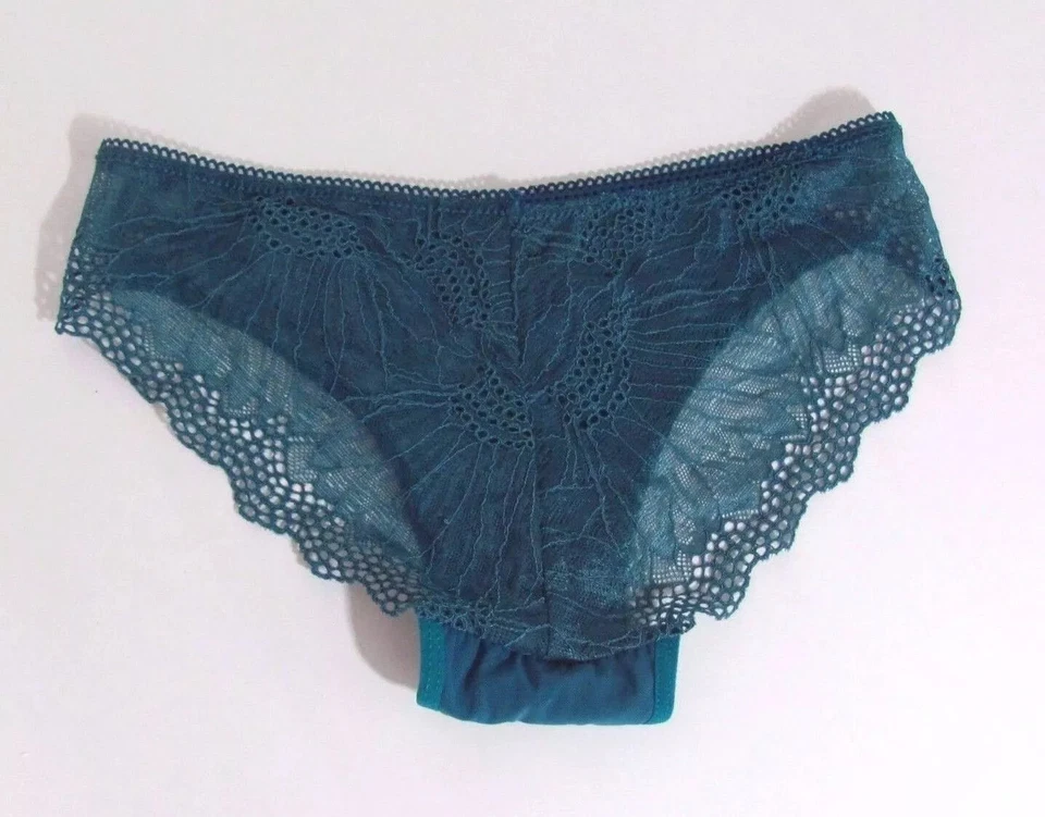 B6 BELLA BEAU Teal Sexy Transparente Encaje Corte Bajo Sissy Bikini Bragas Talla S Foto 2 de 2