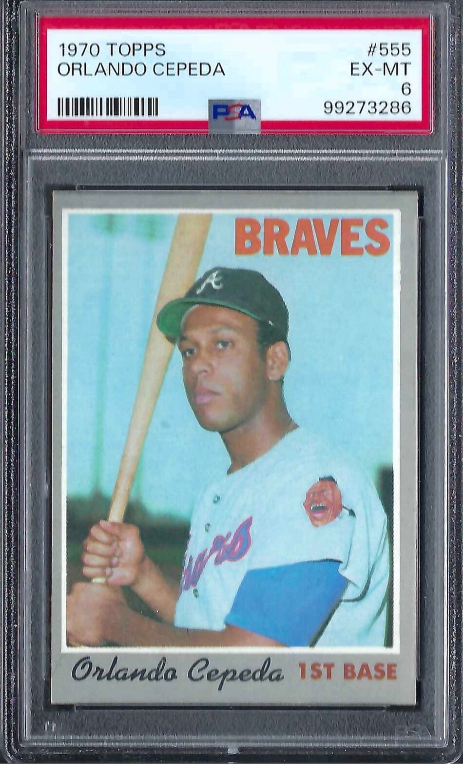 1970 Topps # 555 Orlando Cepeda Braves HOF EX MT PSA 6