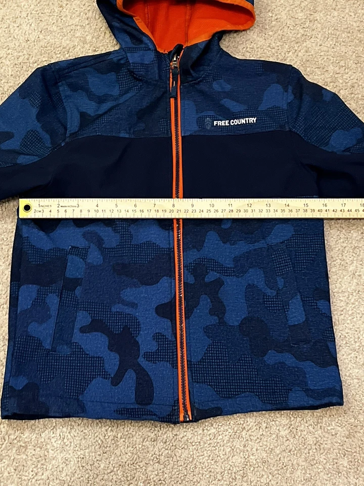 Chaqueta Free Country Juvenil Niños 7/8 Azul Camuflada Naranja Manga Larga Cremallera Foto 3 de 4