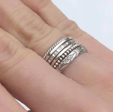 Solid 925 Sterling Silver Mix Unique Band Ring Statement Handmade Ring All Size