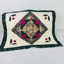 Quilted Patchwork Pieced Standard Floral Pillow Shams Calico Country Green Pink