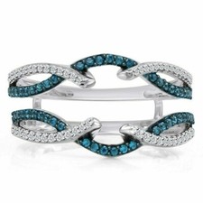 2 Ct Round Lab Created London Blue Topaz Wrap Ring 14K White Gold Plated Women's