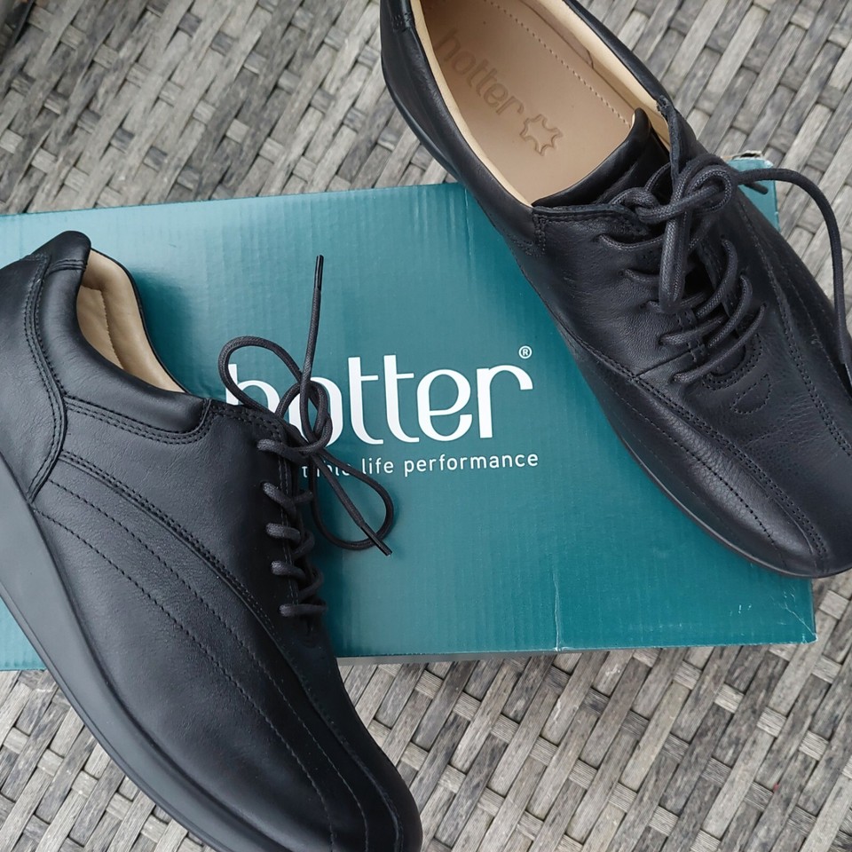 Hotter Womens Black Soft Leather Shoes Size 8 Eu 42 New eBay