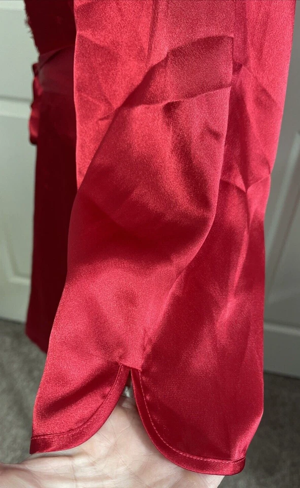 Morgan Taylor Intimates красный жидкий атласный блестки кружева платье и халат комплект размер L - Изображение 4 из 4