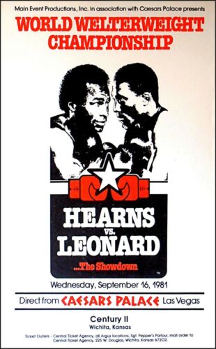 SUGAR RAY LEONARD vs. THOMAS HEARNS (1) Original CCTV Boxen Kampf Poster AUKT - Bild 8 von 9