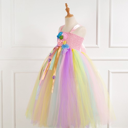 UK Long Kids Flower Girls Fancy Dress Up Princess Cosplay Party Costume Outfit - Picture 20 of 33