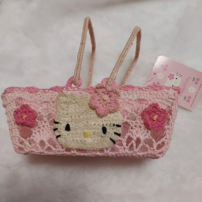 Hello Kitty Crochet Accessory Case Pink 2001 Sanrio Tag Rare Vintage