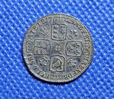 1728 Sixpence George II British Silver Coin Plumes In Angles