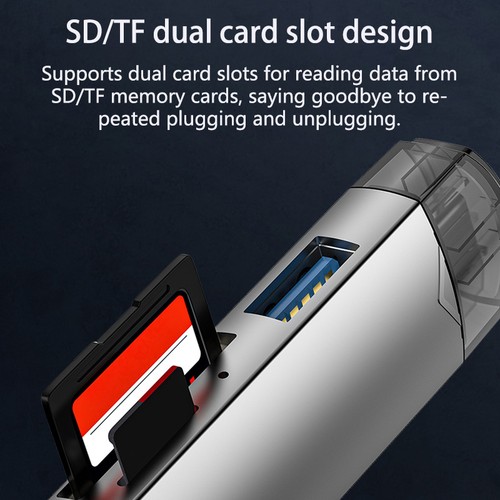TypeC SD TF Card Reader 6 In 1 USB 3.0 Micro USB Flash Drive Adapter Card Reader - Afbeelding 5 van 13