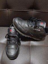 Reebok Classic Black Sneakers Unisex Kids US 2 Leather Lace Up Lightweight