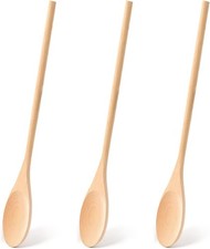Elegant 3PCS Wooden Cooking Spoons - 12 Inch Long Handles for Gourmet Chefs