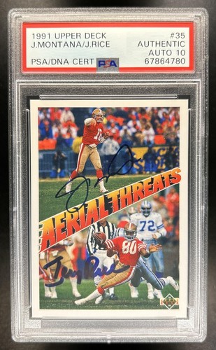 1991 Upper Deck Joe Montana Jerry Rice Auto Autograph #35 49ers PSA Authentic 10