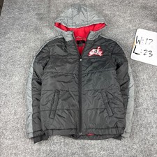 Jordan Jumpman Puffer Jacket Hooded Kids L 12-13yr Black Red L 12-13 Years