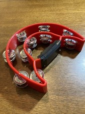 Pandero Rojo Media Luna Tambourine metal plastic