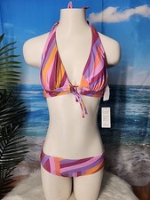 NWT Cupshe Womens Two Piece Bikini Size Small Halter Top Purple Pink Brown Color