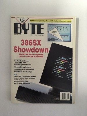 BYTE Magazine AUG 1990 Back Issue COMPUTER Magazine - 386SX Showdown & Windows 3