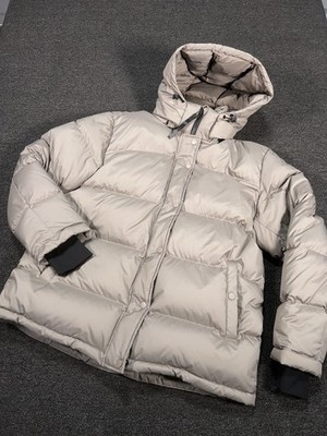 Quince Responsible Down Puffer Jacket Women s XL Stone Taupe Full Zip Hooded