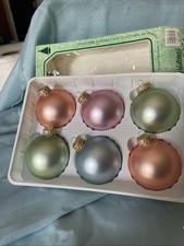 Vintage Krebs Pastel Glass Ball Ornaments 6 Christmas by Krebs in Box