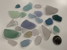 Sea Glass - 22 Pastel Colored Pieces Pinks, Lavender, Blues etc. - Lot 441