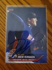 2014 Toledo Mud Hens Team Set Drew Verhagen RC Rookie Card Signed IP Auto MLB