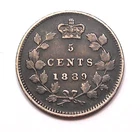 1889 Five Cents Silver VF-EF * Attractive SCARCE Date HIGH Grade KEY Victoria 5¢