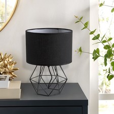 Modern Black Fabric Table Lamp Soft Lighting Reading Bedside Living Room LightO