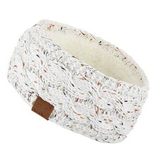 Winter Fuzzy Fleece Lined Thick Knitted Diagonal Stripes Criss Ivory-confetti