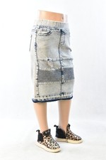 Little Girls Stretch Denim Skirt 5pocket Calf length snow wash size 4/6 JW0145