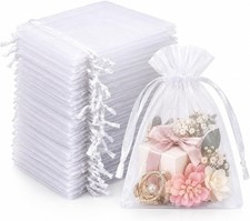 50 Pack, Small Organza Bags for Gifts 3x4 Mesh Bags Drawstring Jewelry Bag