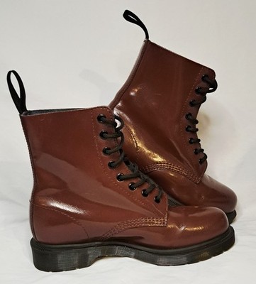 Dr. Martens 1460 Leather Pascal Dark Red Wine Patent Boots UK 6 US 8 DM's Docs