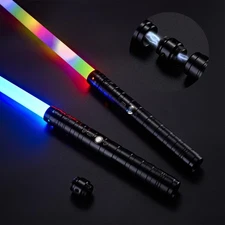 SANCO Metal Hilt Dueling Light Up Sabers - 2 Packs RGB 15 Colors Type-C Recha...