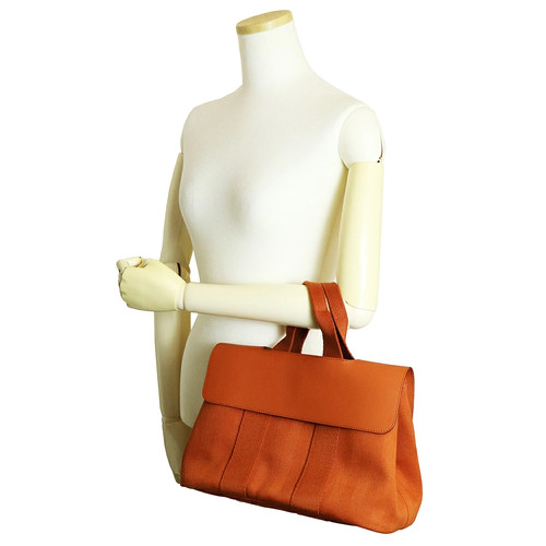 HERMES Valparaiso PM Toile Chevron Orange Handbag #761 - Picture 9 of 12
