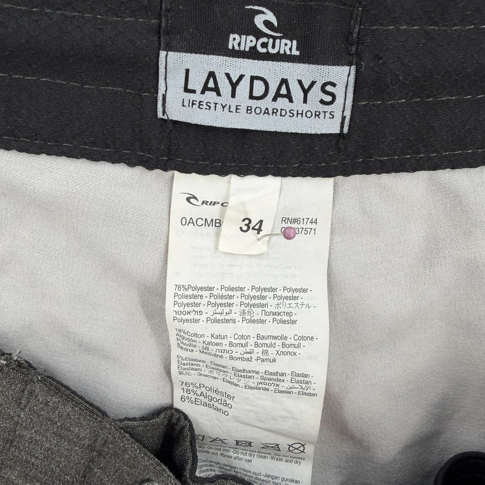 Rip Curl Laydays Boardshorts Mens 34 Brown Green Pattern Swim Drawstring Pocket - Image 3 of 4