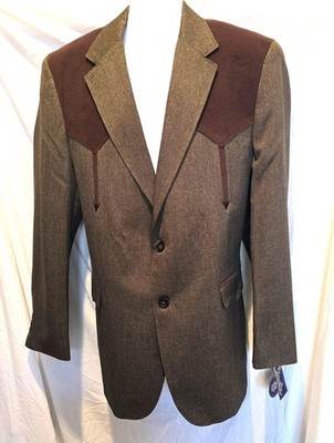 Circle S Cowboy Classic Western Brown Blazer Jacket w/Yoke Details, 46 L - NWT!