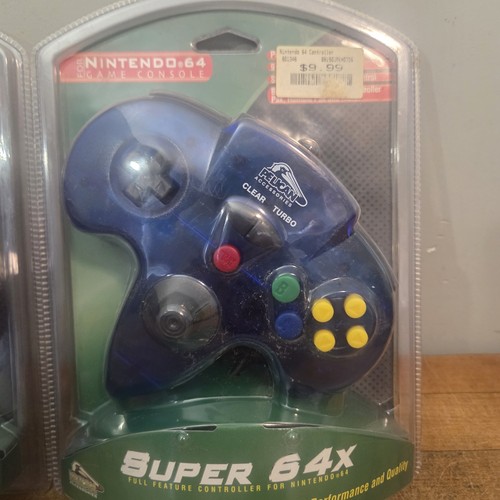 2 Pelican Accessories Blue Nintendo 64 Game Controller Super 64X New In Box NIP - Picture 10 of 18