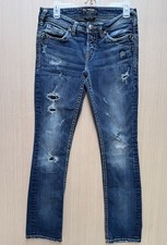 Silver Jeans Women's Distressed - 28x30  Aiko Baby Boot Blue Tag Reads 28x33