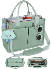 BESBESME Canvas Tote Bag for Women with Zipper  Compartments- Multi-Pocket Work