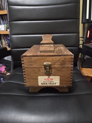 【USA Vintage】 KIWI シューシャインボックス 靴磨き 木箱 Kiwi Genuine Oak Shoe Server Vintage Wood Box With Kiwi Polish