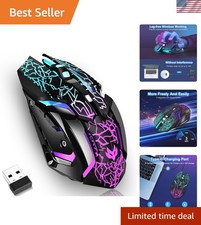 Wireless Gaming Mouse, Rechargeable Wireless Computer Mouse with Type-C Fast ...