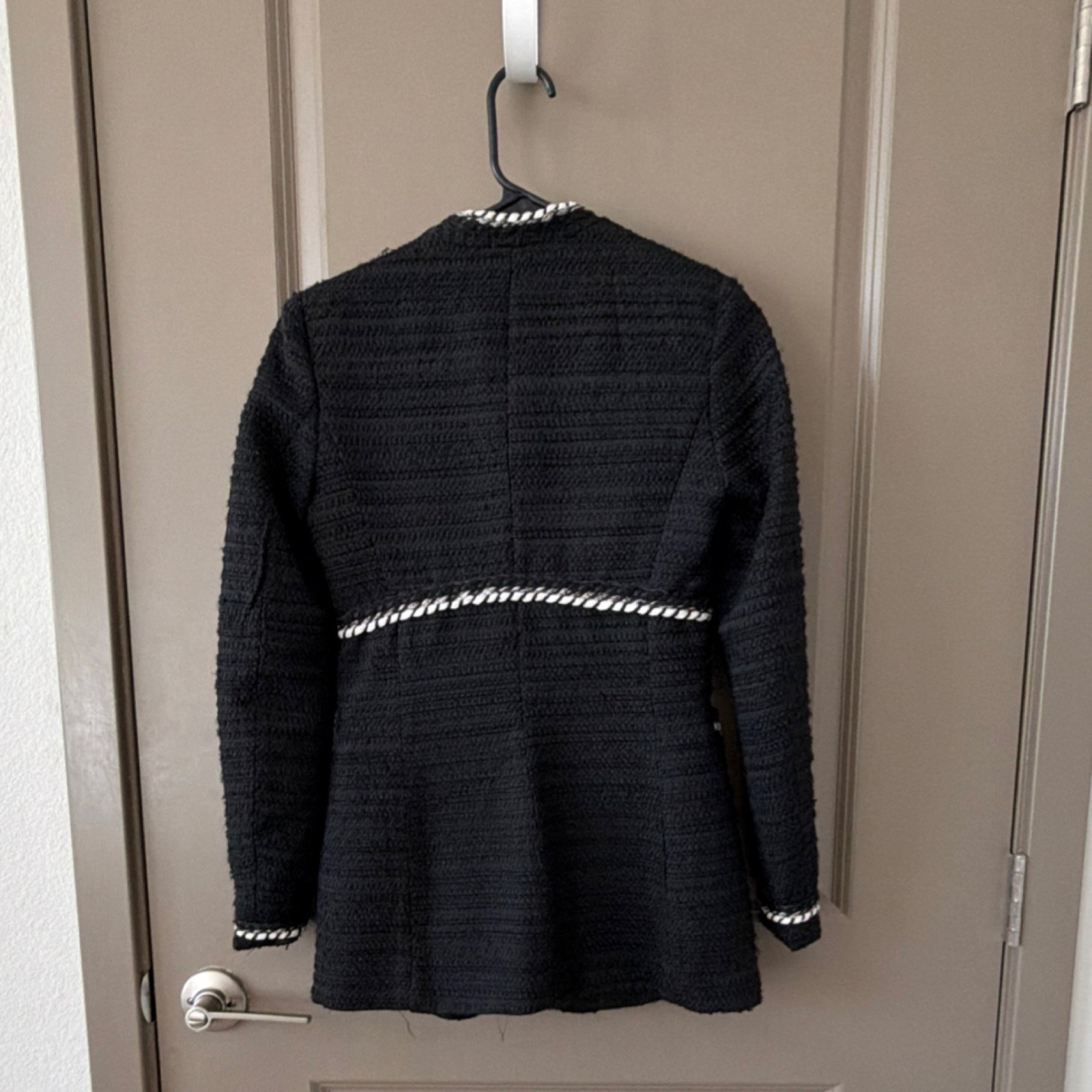 ZARA BASIC Black Braided Trim Open Front Mid-Leng… - image 3