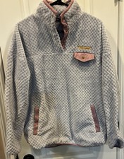 Simply Southern Womens Sherpa Pullover Size LG-Sweater Blue Lilac Warm Soft